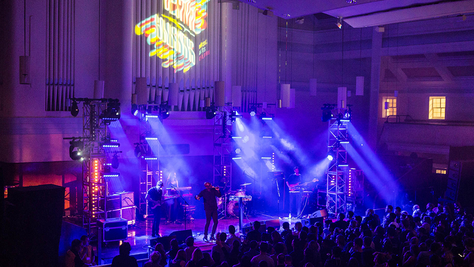 A performance during Bestival at Goldsmiths