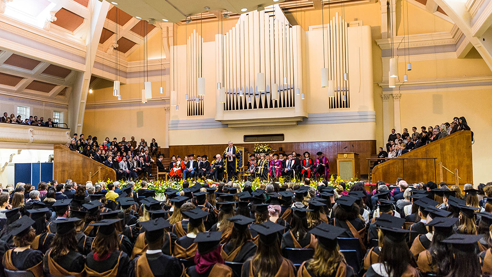 A graduation ceremony in the Great Hall