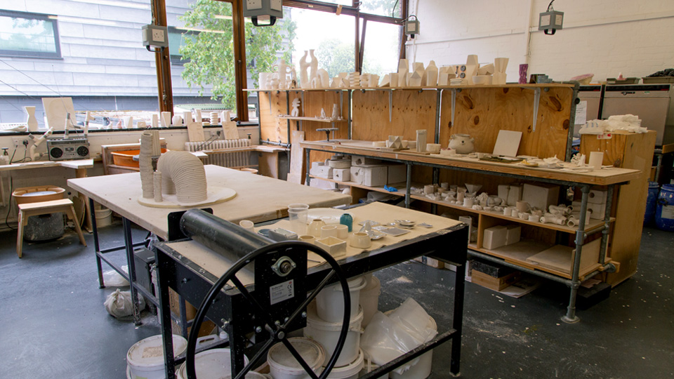Ceramics moulding equipment in the design ceramics workshop
