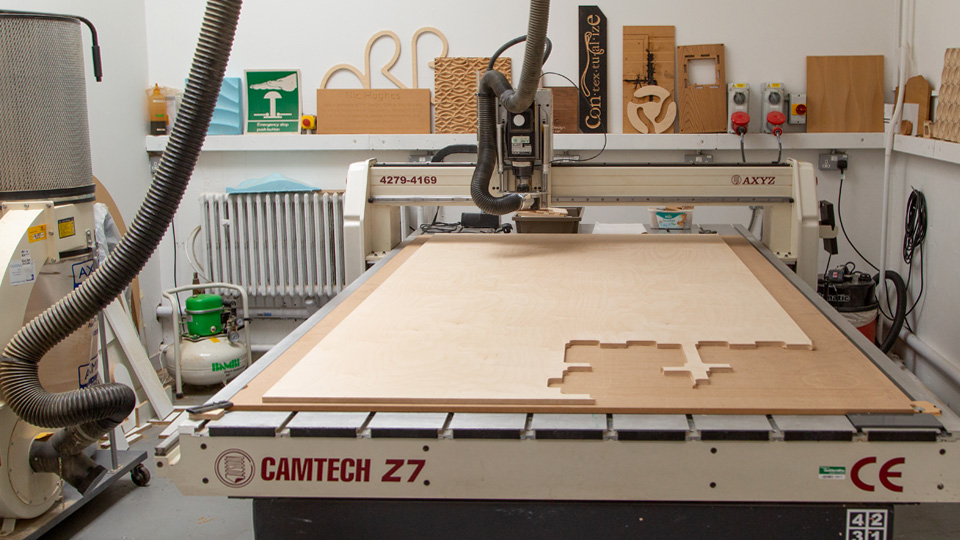 A router in the woodwork lab