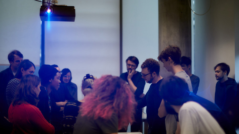 An exhibition in the Whitehead Building foyer