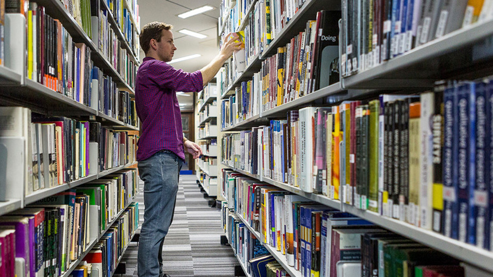 Bookshelves in the Library