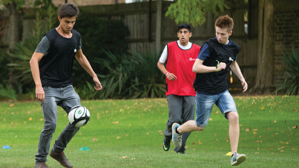 A Goldsmiths football team practicing