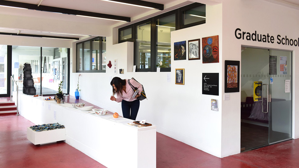 An exhibition in the Whitehead Building foyer