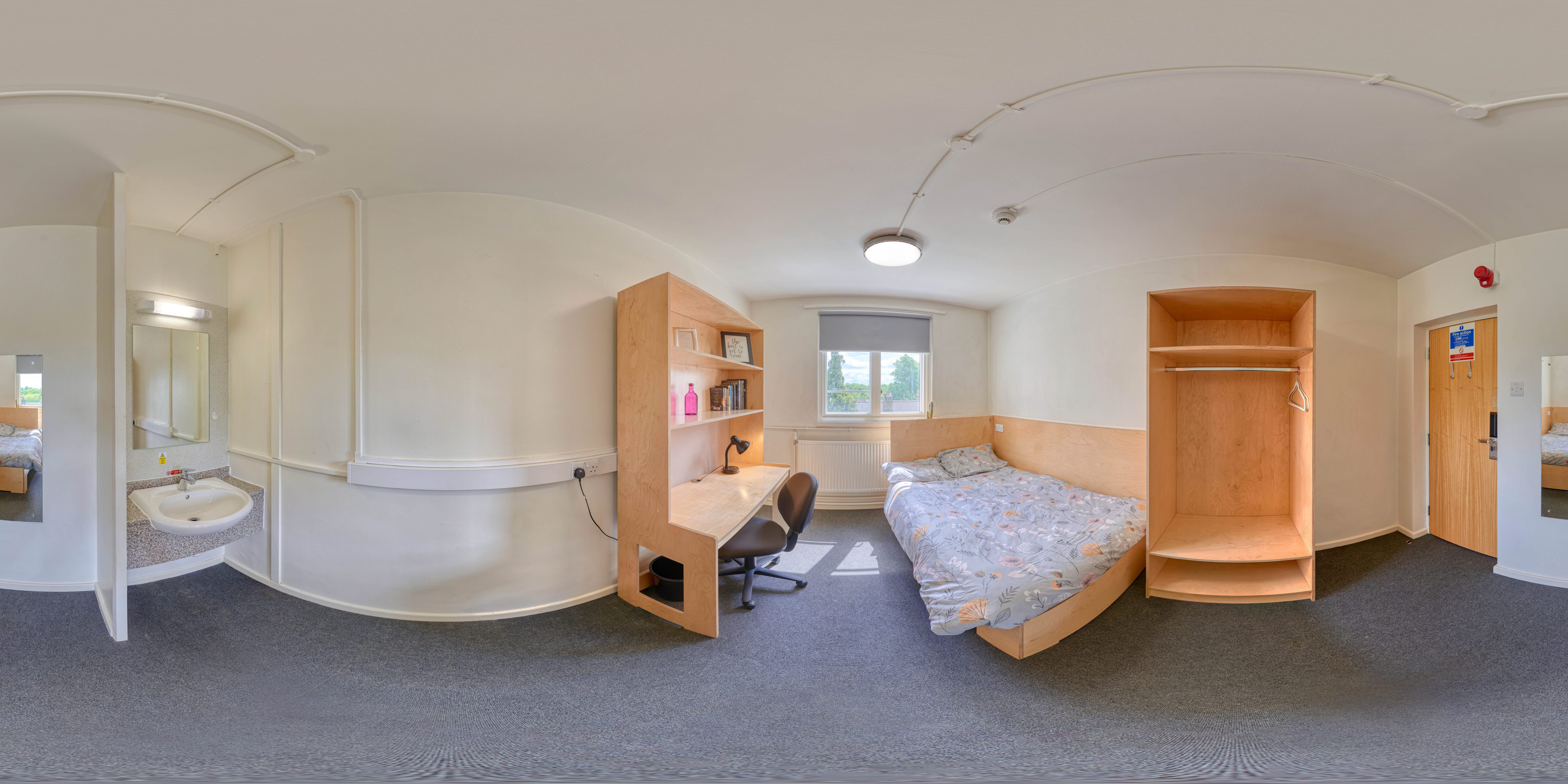 A 360 degree image of a bedroom inside Surrey House
