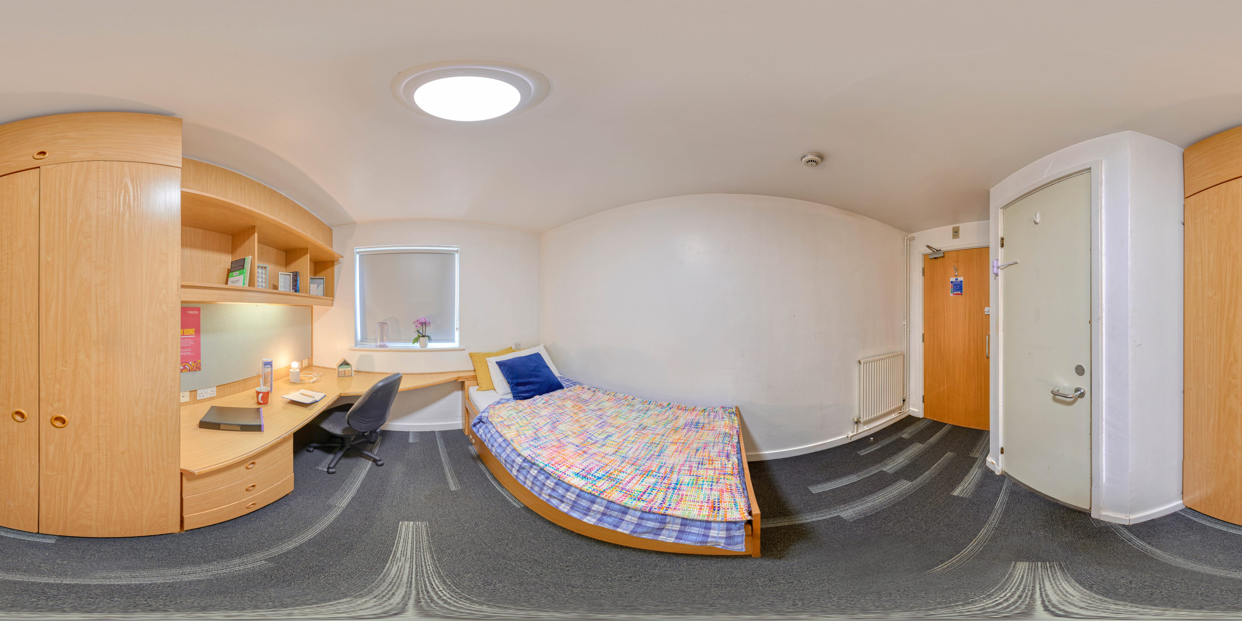 A 360 degree image of a bedroom in Loring Hall
