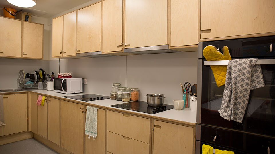 A kitchen in Raymont Hall