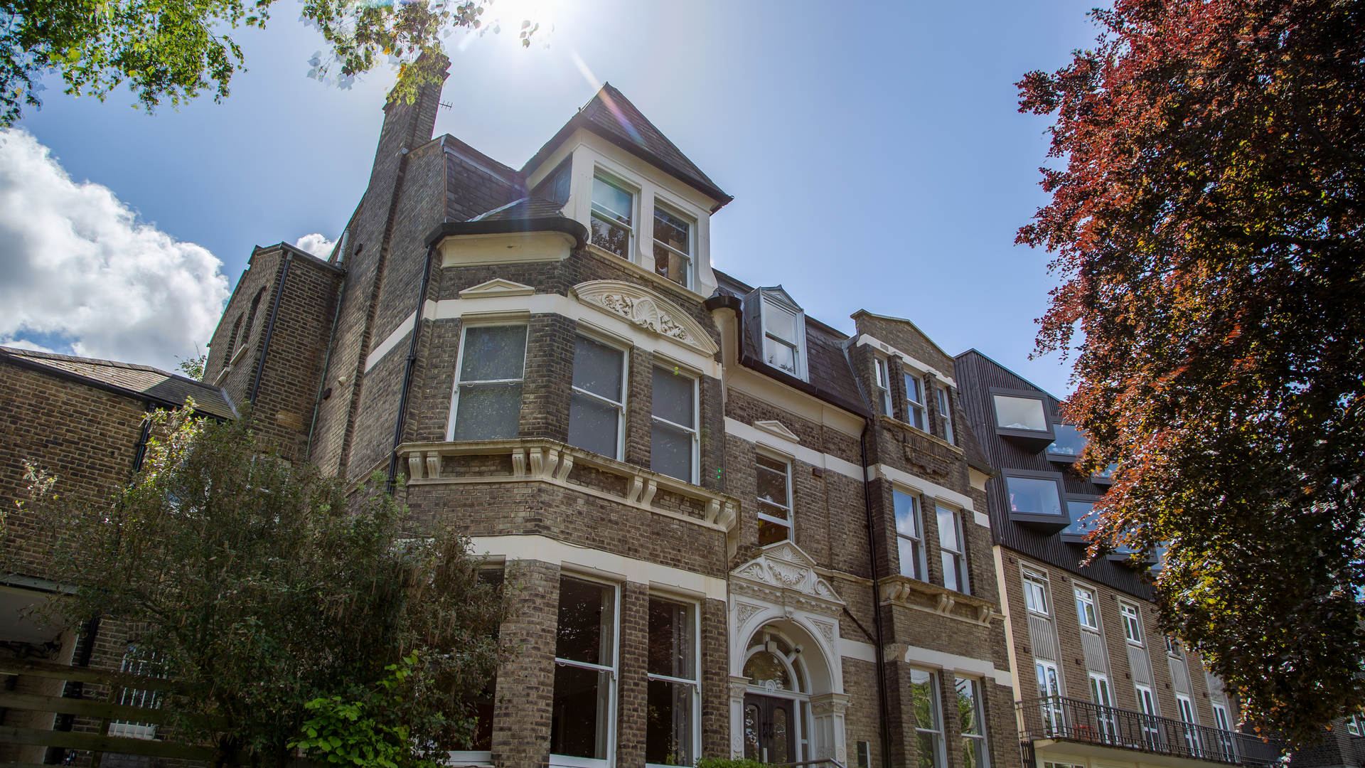 Outside Raymont Hall on a sunny day