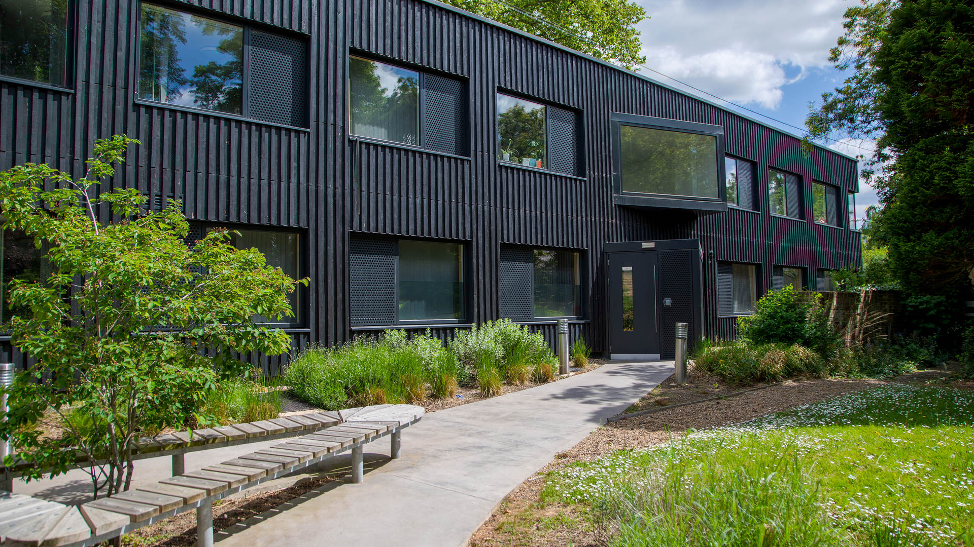 Outside the new area in the grounds of Raymont Hall